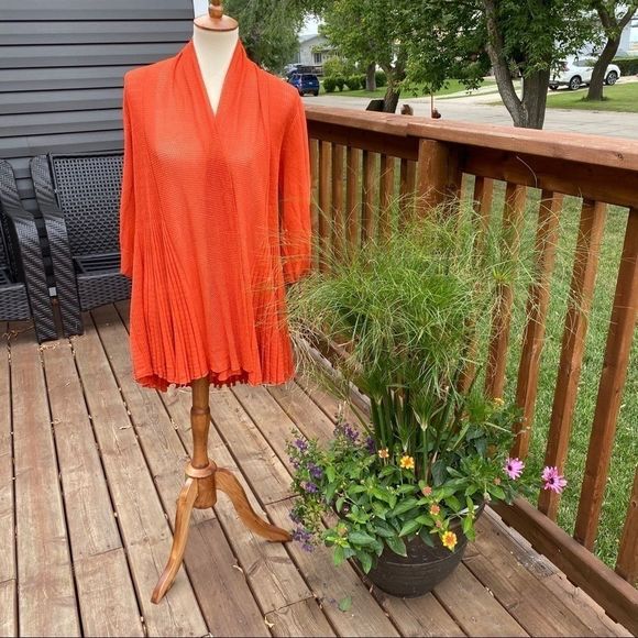 Pumpkin Spice Open Knit Cardigan Skirted Hem Fall - Picture 1 of 10